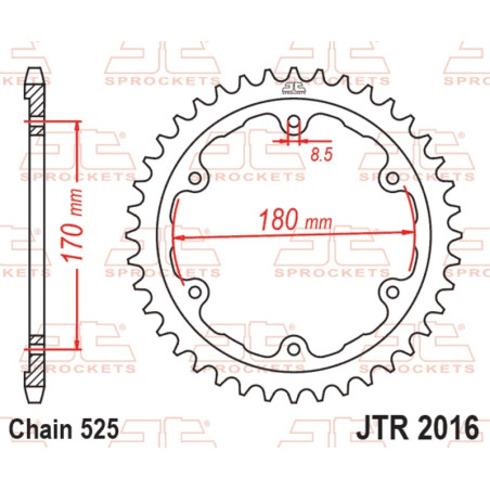 Kit chaîneEK/JT 525ZVX3 17/44-118 - couronne standard