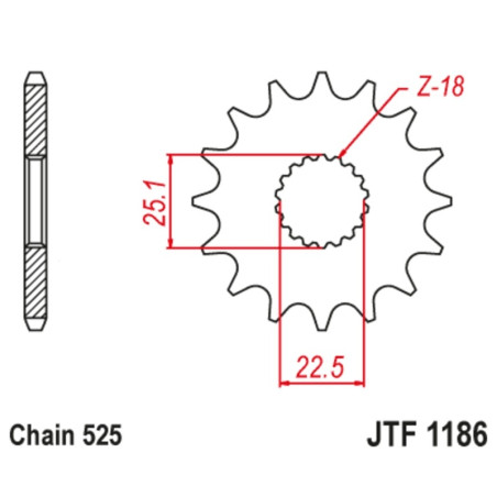 Kit chaîneEK/JT 525ZVX3 17/44-118 - couronne standard