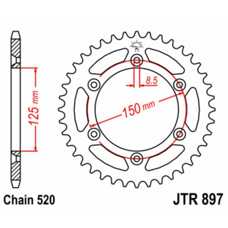 Kit chaîne EK/JT 520SRX2 15/45-120 - couronne standard