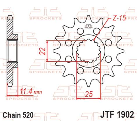 Kit chaîne EK/JT 520SRX2 15/45-120 - couronne standard
