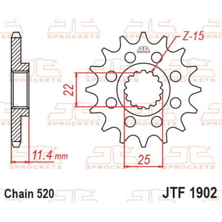 Kit chaîne EK/JT 520SRX2 15/45-120 - couronne standard