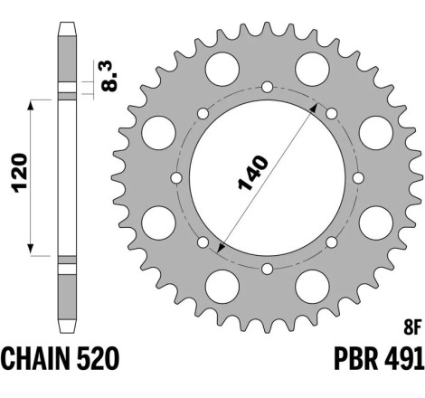 Kit chaîneEK/PBR 520SROZ2 14/38-100 - couronne standard