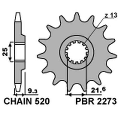 Kit chaîneEK/PBR 520SROZ2 14/38-100 - couronne standard