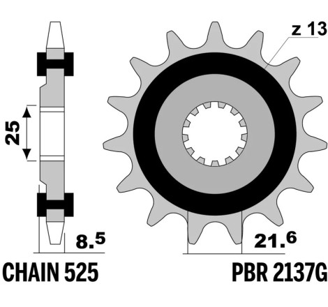 Kit chaîneEK/PBR 525MVXZ2 15/42-112 - couronne standard