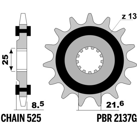 Kit chaîneEK/PBR 525MVXZ2 15/42-112 - couronne standard