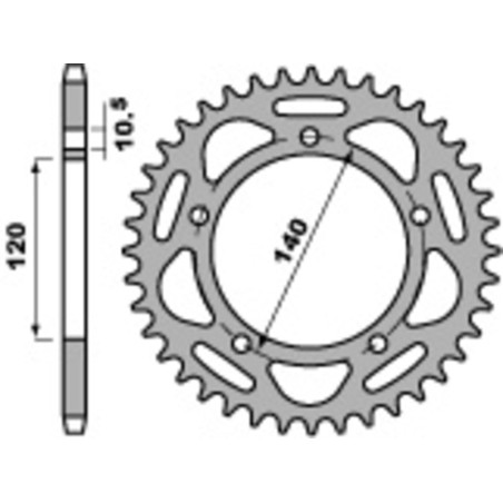 Kit chaîneEK/PBR 520SRX2 15/47-116 - couronne standard