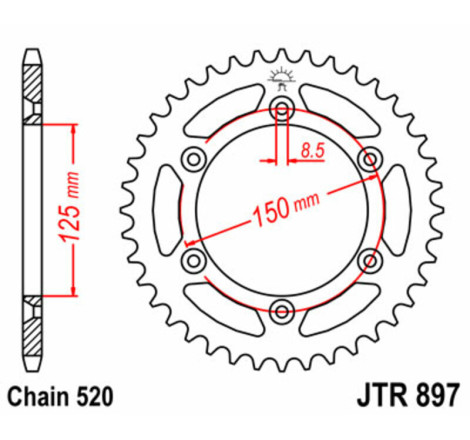 Kit chaîne EK/JT 520MVXZ2 15/45-120 - couronne standard