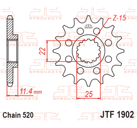 Kit chaîne EK/JT 520MVXZ2 15/45-120 - couronne standard