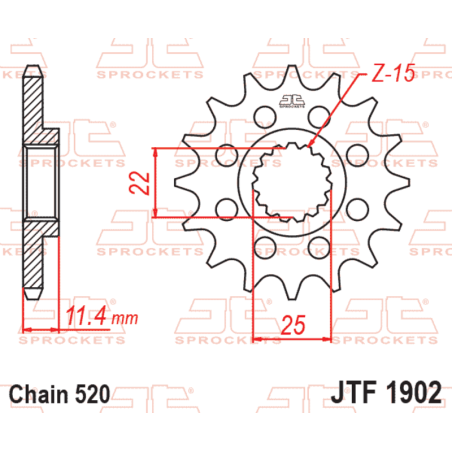Kit chaîne EK/JT 520MVXZ2 15/45-120 - couronne standard