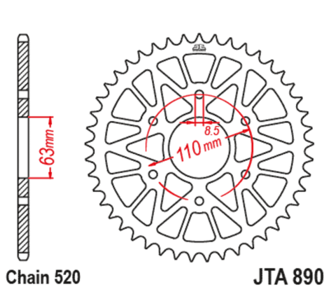 Kit chaîne EK/JT 520SROZ2 15/45-112 - couronne standard