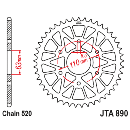 Kit chaîne EK/JT 520SROZ2 15/45-112 - couronne standard