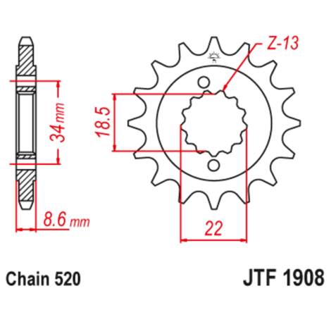 Kit chaîne EK/JT 520SROZ2 15/45-112 - couronne standard