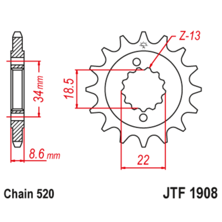 Kit chaîne EK/JT 520SROZ2 15/45-112 - couronne standard