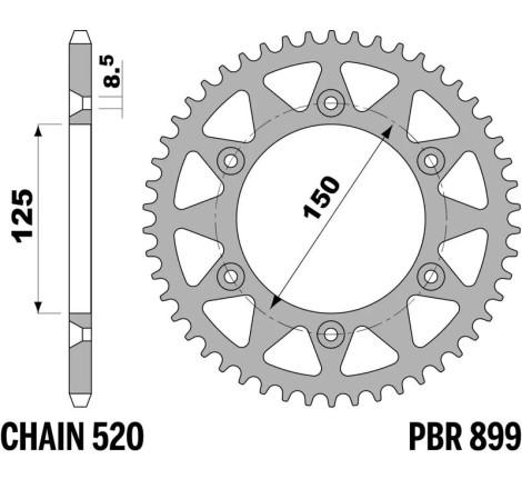 Kit chaîneEK/PBR 520SRX2 14/47-116 - couronne standard