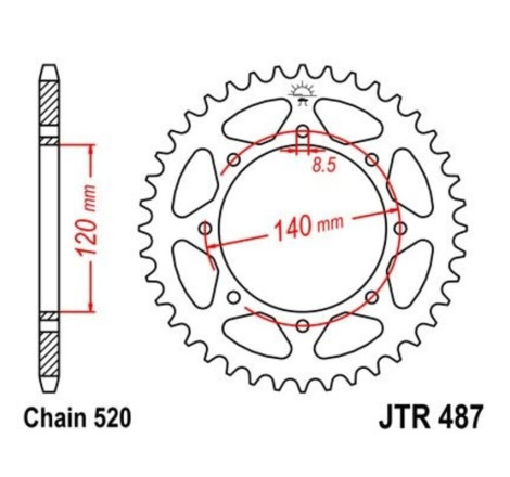 Kit chaîne EK/JT 520SROZ2 14/38-100 - couronne standard