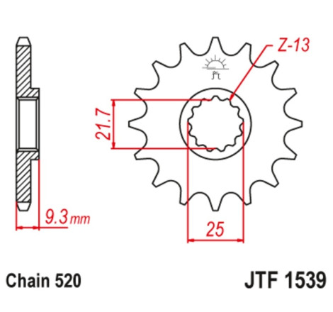 Kit chaîne EK/JT 520SROZ2 14/38-100 - couronne standard