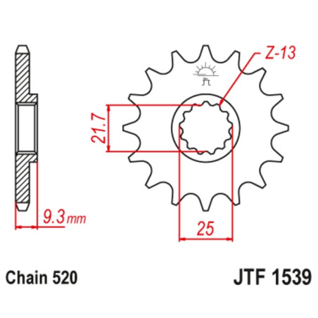 Kit chaîne EK/JT 520SROZ2 14/38-100 - couronne standard