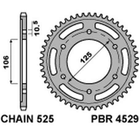 Kit chaîneEK/PBR 525MVXZ2 17/37-108 - couronne standard