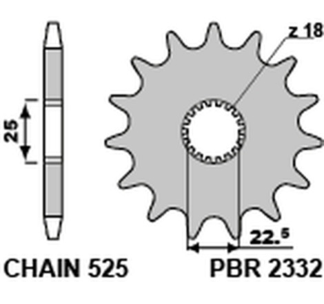 Kit chaîneEK/PBR 525MVXZ2 17/37-108 - couronne standard
