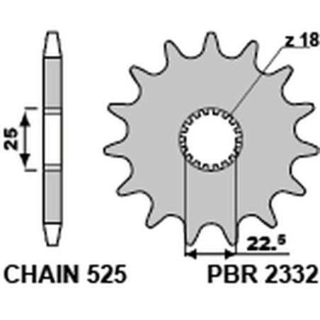 Kit chaîneEK/PBR 525MVXZ2 17/37-108 - couronne standard