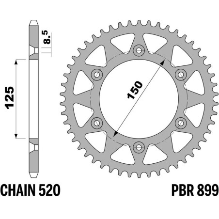Kit chaîneEK/PBR 520SROZ2 14/47-116 - couronne standard