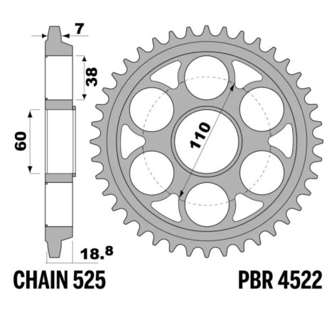 Kit chaîneEK/PBR 525MVXZ2 15/42-118 - couronne renforcée