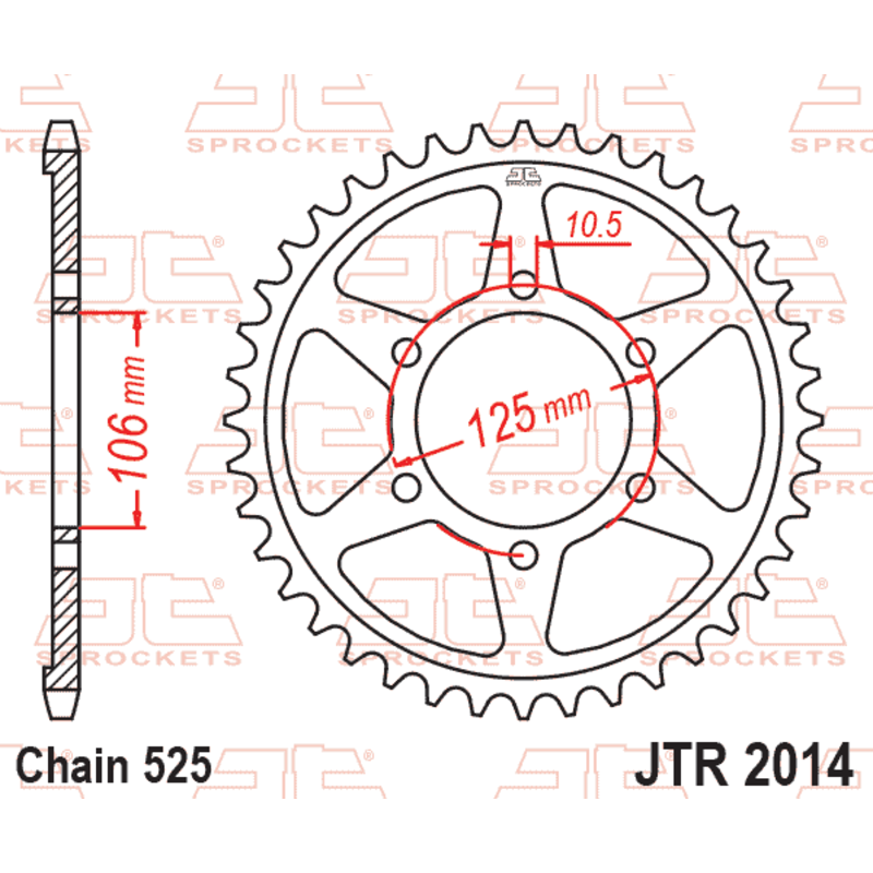 Couronne JT SPROCKETS acier standard - 525