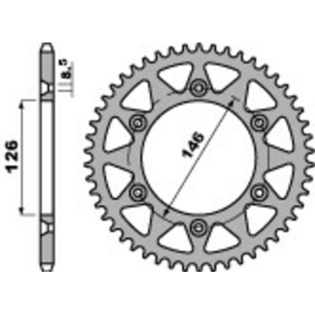 Kit chaîne EK/PBR 520 MRD7 - 13/50-114 - Couronne alu standard