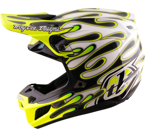 Casque TROY LEE DESIGNS SE5 Composite Mips Overspray - Charcoal/jaune fluo