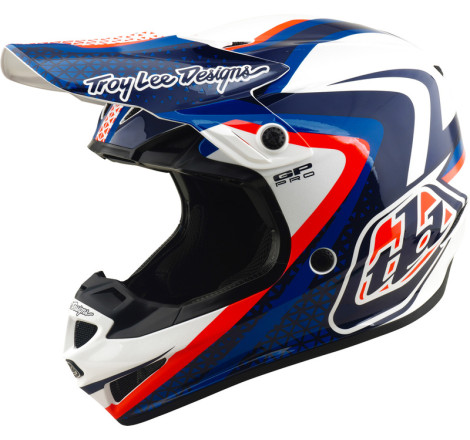 Casque TROY LEE DESIGNS GP Pro Mips Slides - blanc/bleu