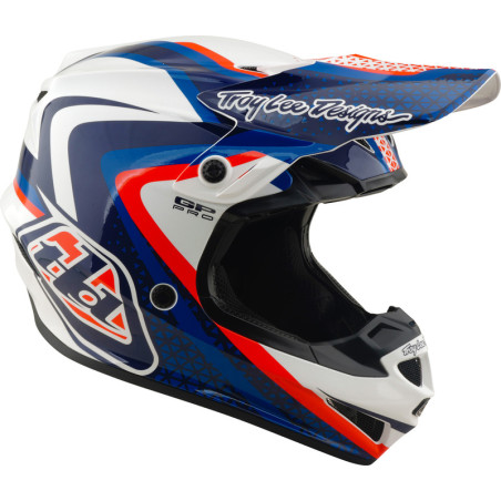 Casque TROY LEE DESIGNS GP Pro Mips Slides - blanc/bleu