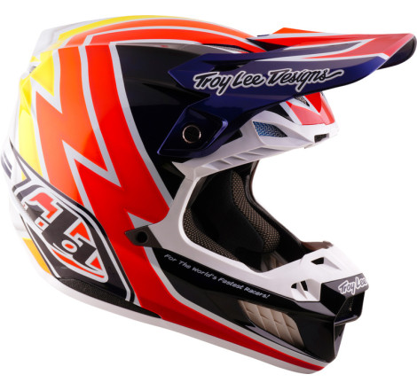 Casque TROY LEE DESIGNS SE5 Carbon Mips Boltz - Navy/blanc