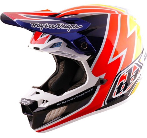 Casque TROY LEE DESIGNS SE5 Carbon Mips Boltz - Navy/blanc