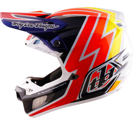 Casque TROY LEE DESIGNS SE5 Carbon Mips Boltz - Navy/blanc