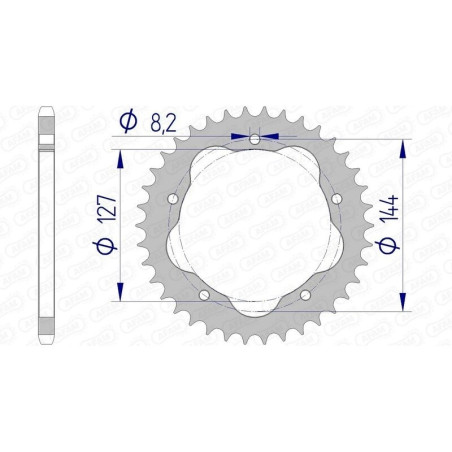 Kit chaîne AFAM 520 XHR4 - 15/42-104 - Couronne alu standard - Necessite un porte couronne AFAM