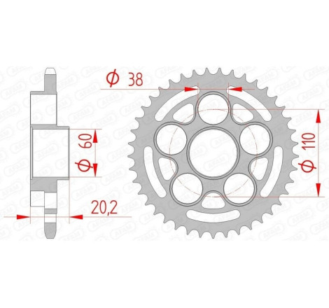 Kit chaîne AFAM 520 XHR4 - 15/41-104 - Couronne acier standard