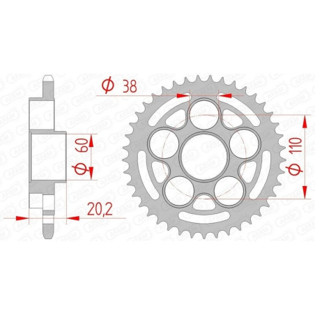 Kit chaîne AFAM 520 XHR4 - 15/41-104 - Couronne acier standard