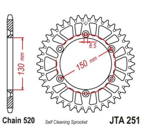 Couronne JT SPROCKETS alu standard - 520