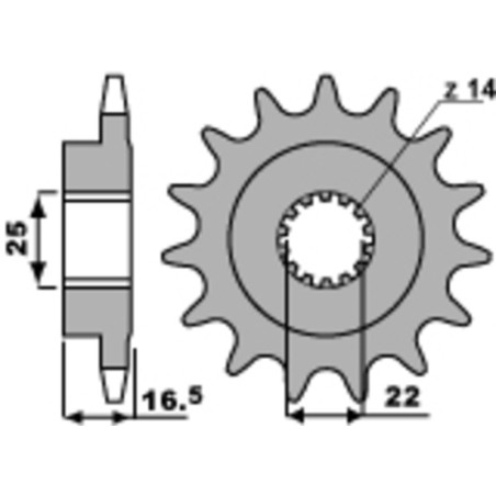 Kit chaîne EK/PBR 525Z/3D 15/43-118 - Couronne acier renforcé