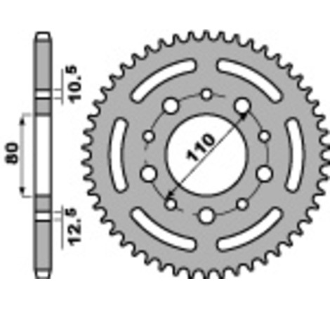 Kit chaîne EK/PBR 525SRX2 16/44-120 - Couronne acier renforcé