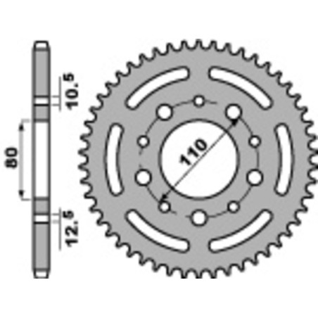 Kit chaîne EK/PBR 525SRX2 16/44-120 - Couronne acier renforcé