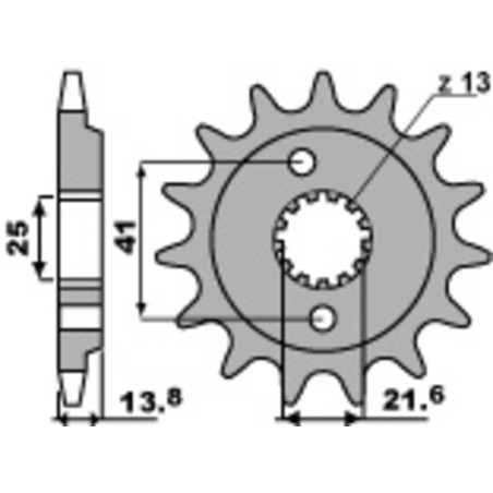 Kit chaîne EK/PBR 525SRX2 16/44-120 - Couronne acier renforcé