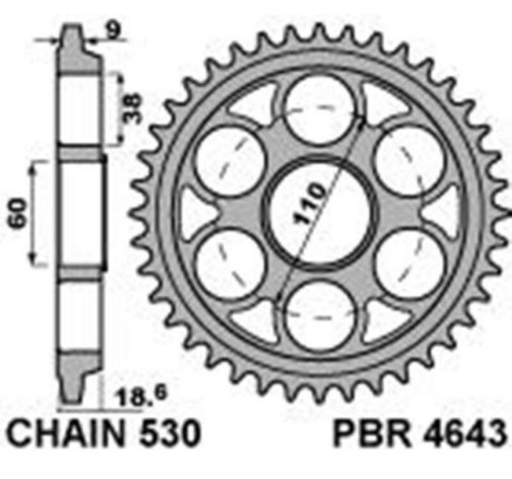 Kit chaîne EK/PBR 530Z/3D 15/40-114 - Couronne acier renforcé