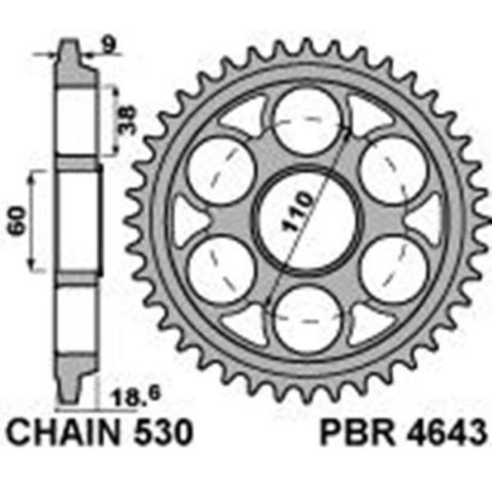 Kit chaîne EK/PBR 530Z/3D 15/40-114 - Couronne acier renforcé
