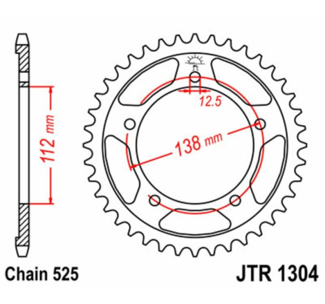 Kit chaîne EK/JT 525MVXZ2 16/42-114 - Couronne acier renforcé