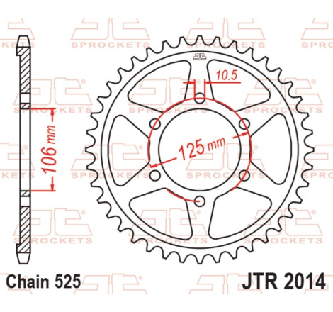Kit chaîne EK/JT 525MVXZ2 17/37-108 - Couronne acier renforcé