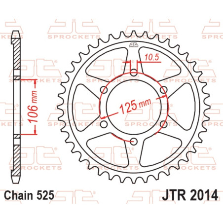 Kit chaîne EK/JT 525MVXZ2 17/37-108 - Couronne acier renforcé