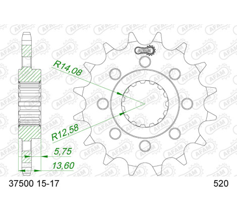 Kit chaîne AFAM 520 XHR4 - 16/43-110 - Couronne acier standard