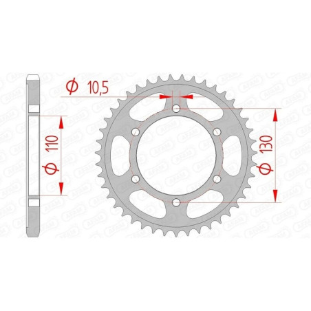 Kit chaîne AFAM 525 XHR4 - 16/43-114 - Couronne acier standard