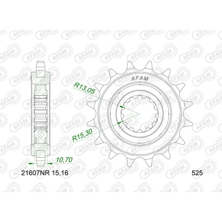 Kit chaîne AFAM 525 XHR4 - 16/43-114 - Couronne acier standard